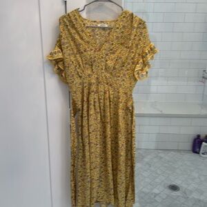 Yellow floral ruffle dress
